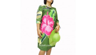 poncho top dress dark green handpainting flowers